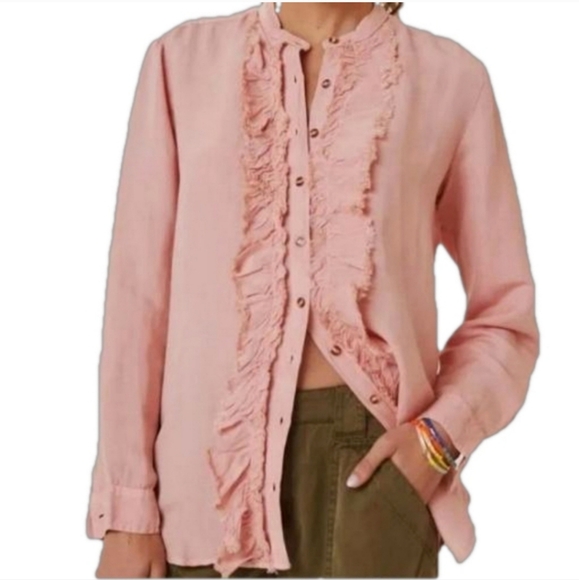 🛑ANTHROPOLOGIE Pilcro Ruffled Placket Shirt - Picture 3 of 8